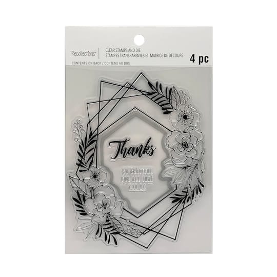 Floral Geometric Thanks Stamps &#x26; Die Set by Recollections&#x2122;